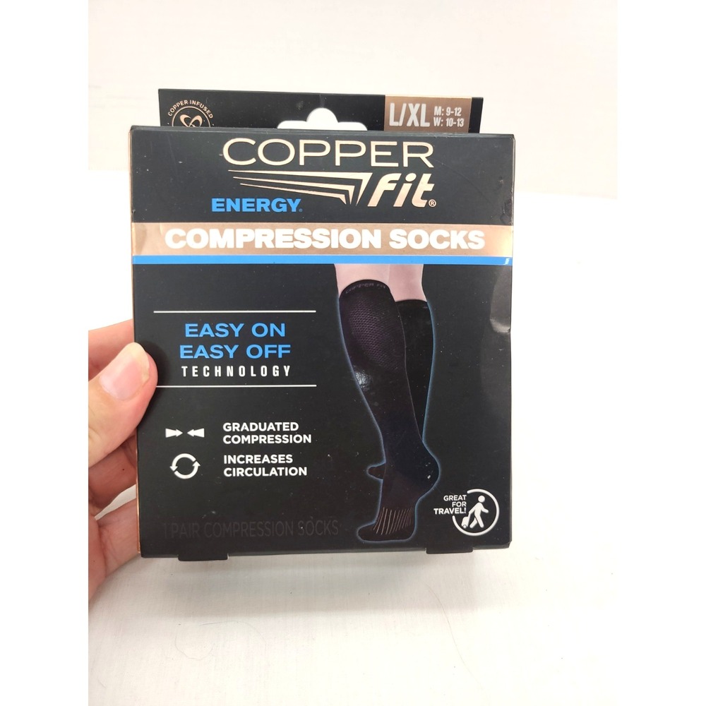 Copper Fit Energy Compression Socks Graduated Compression, Copper Infused L/XL